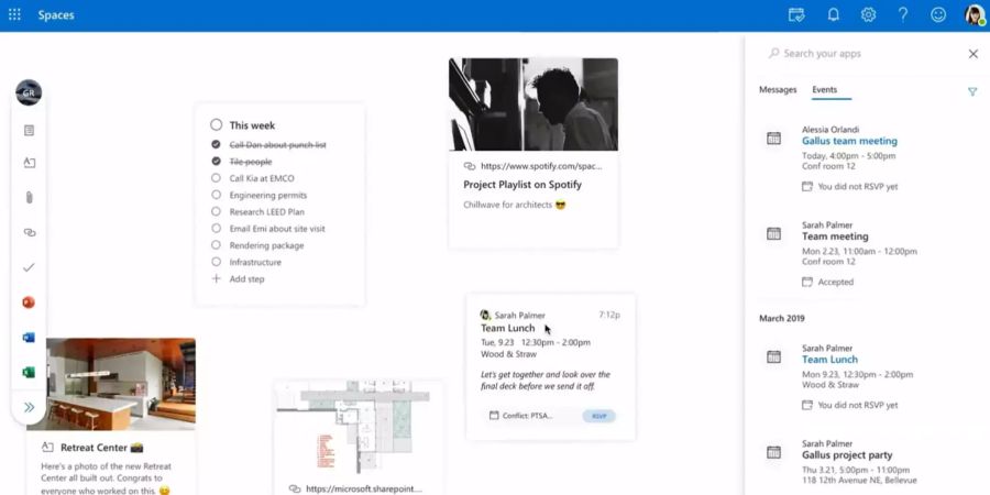 Microsoft Outlook spaces