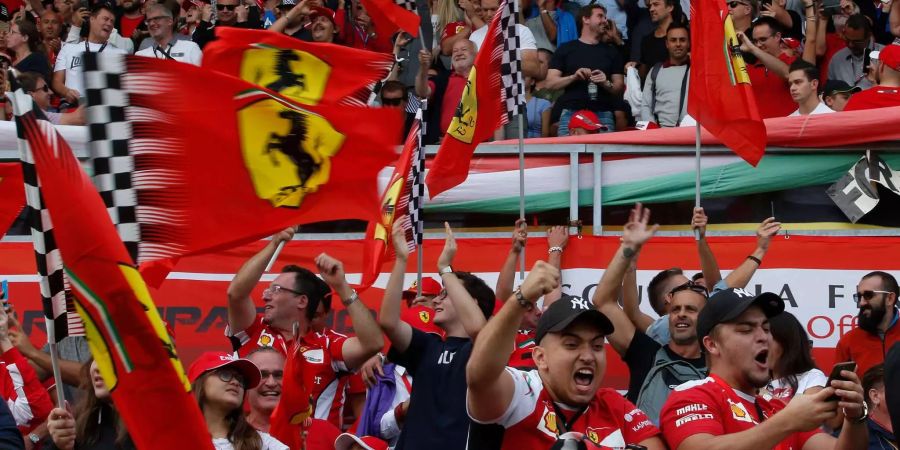 Die Fans der Scuderia Ferrari jubeln nach dem Qualifying in Monza.