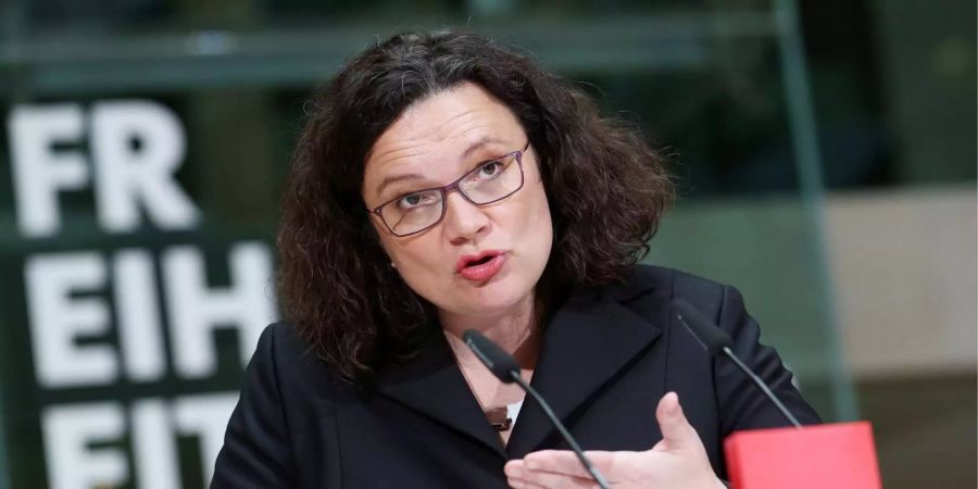 SPD-Parteivorsitzende Andrea Nahles bei einer Pressekonferenz.