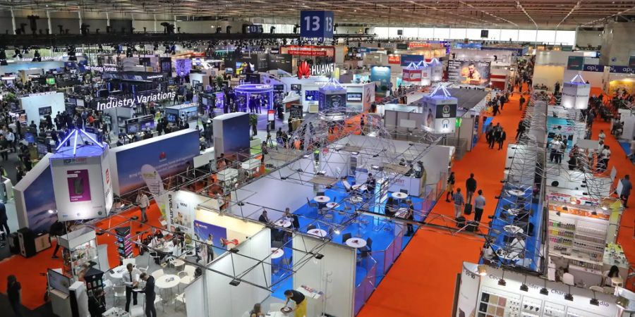 Eine Halle der IT-Messe Cebit.