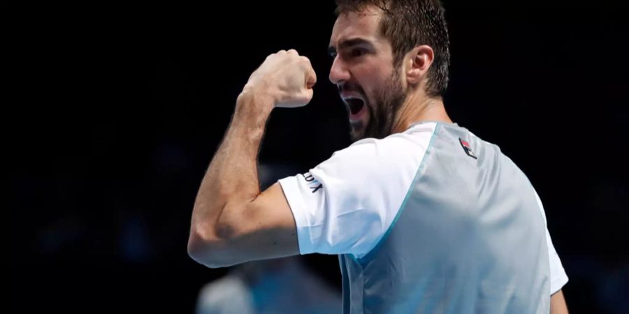 Marin Cilic freut sich über den Sieg an den ATP-Finals in London gegen John Isner.