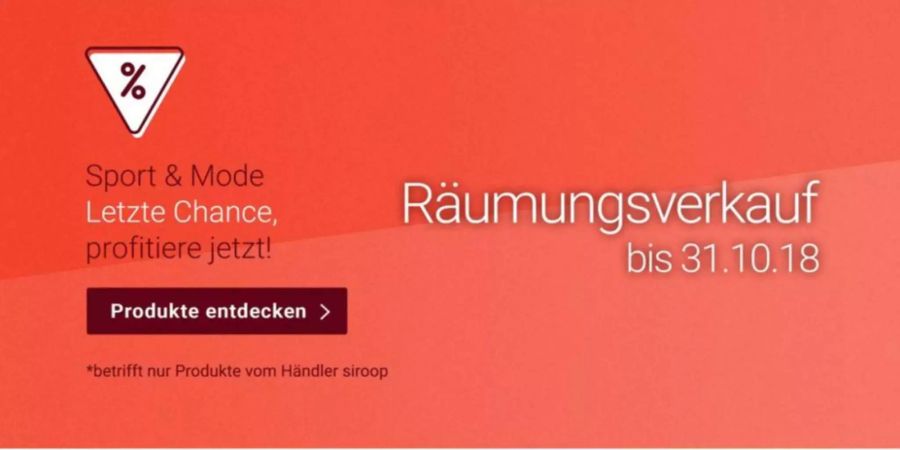 Räumungsverkauf bei Siroop.