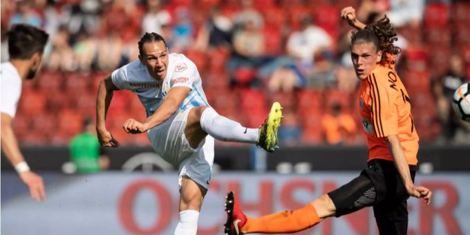 Michael Frey trifft für den FC Zürich. Michael Frey trifft für den FC Zürich.