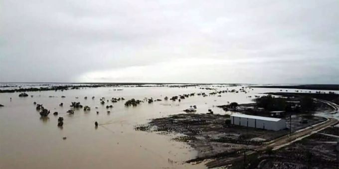 Hochwassergebiet im australischen Queensland. hochwasser