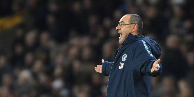 Chelseas Trainer Maurizio Sarri während des Spiel gegen Wolverhampton. Maurizio Sarri