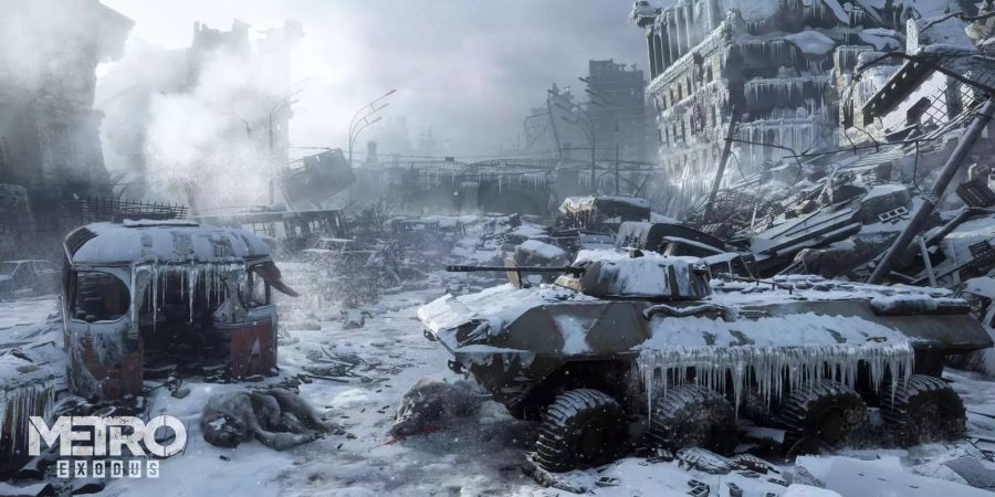 Metro Exodus: Panzer im Schnee.