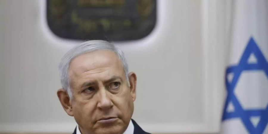 Benjamin Netanjahu im Oktober während einer der wöchentlichen Kabinettssitzungen in Jerusalem. Foto: Abir Sultan/EPA Pool/AP
