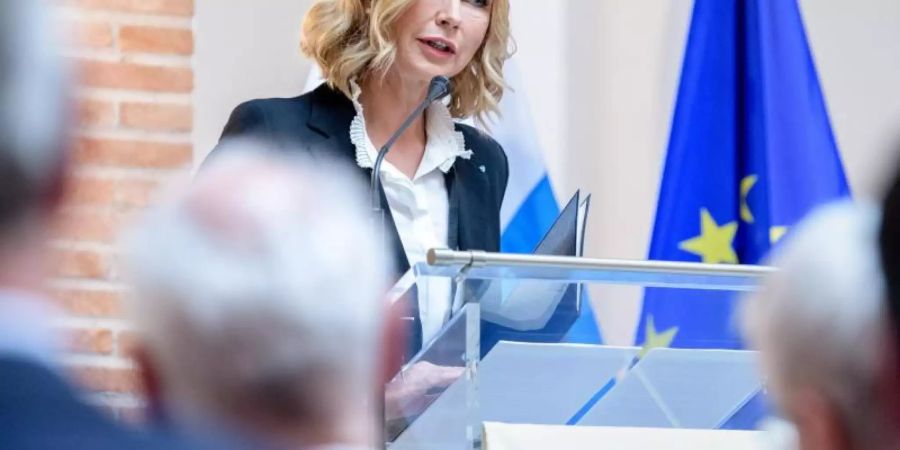 Veronica Ferres bedankt sich für ihre Auszeichnung. Foto: Matthias Balk