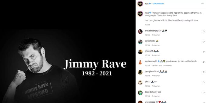 Jimmy Rave ist im Alter von 39 Jahren verstorben. Jimmy Rave