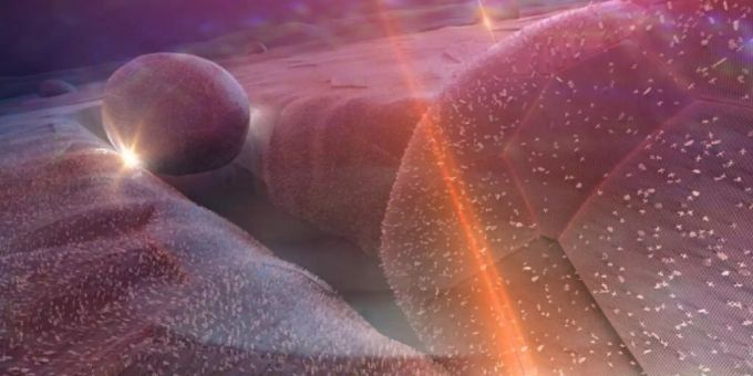 Künstlerische Ansicht der plasmonischen Hohlräume mit Nanopartikeln in Rillen, die unsichtbare Infrarotsignale in sichtbares Licht umwandeln (heller Punkt). Diese Entwicklung der EPFL ermöglicht künftig hochauflösende Infrarotspektroskopie mit Standarddetektoren wie Handykameras (zVg). Künstlerische Ansicht der plasmonischen Hohlräume mit Nanopartikeln in Rillen, die unsichtbare Infrarotsignale in sichtbares Licht umwandeln (heller Punkt). Diese Entwicklung der EPFL ermöglicht künftig hochauflösende Infrarotspektroskopie mit Standarddetektoren wie Handykameras (zVg).