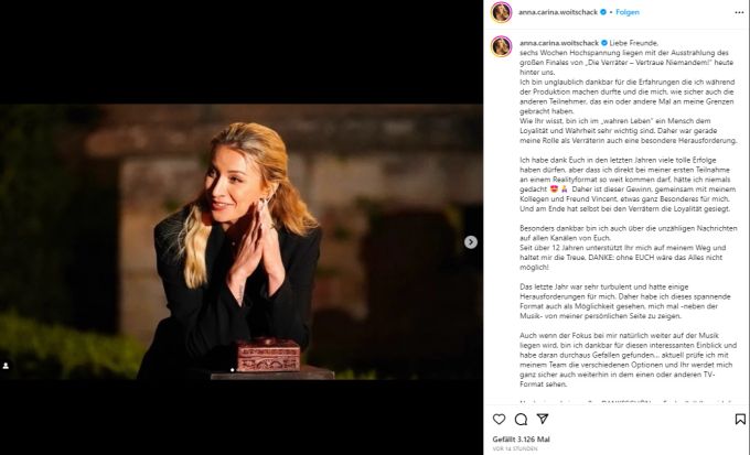Anna-Carina Woitschack ist dankbar für ihre Fans. Anna-Carina Woitschack
