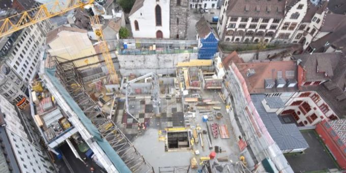 Das Jahresziel der Globus-Bauarbeiten wurde erreicht. Baustelle Globus Basel