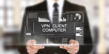 Tablet Mann Anzug Schrift VPN Client