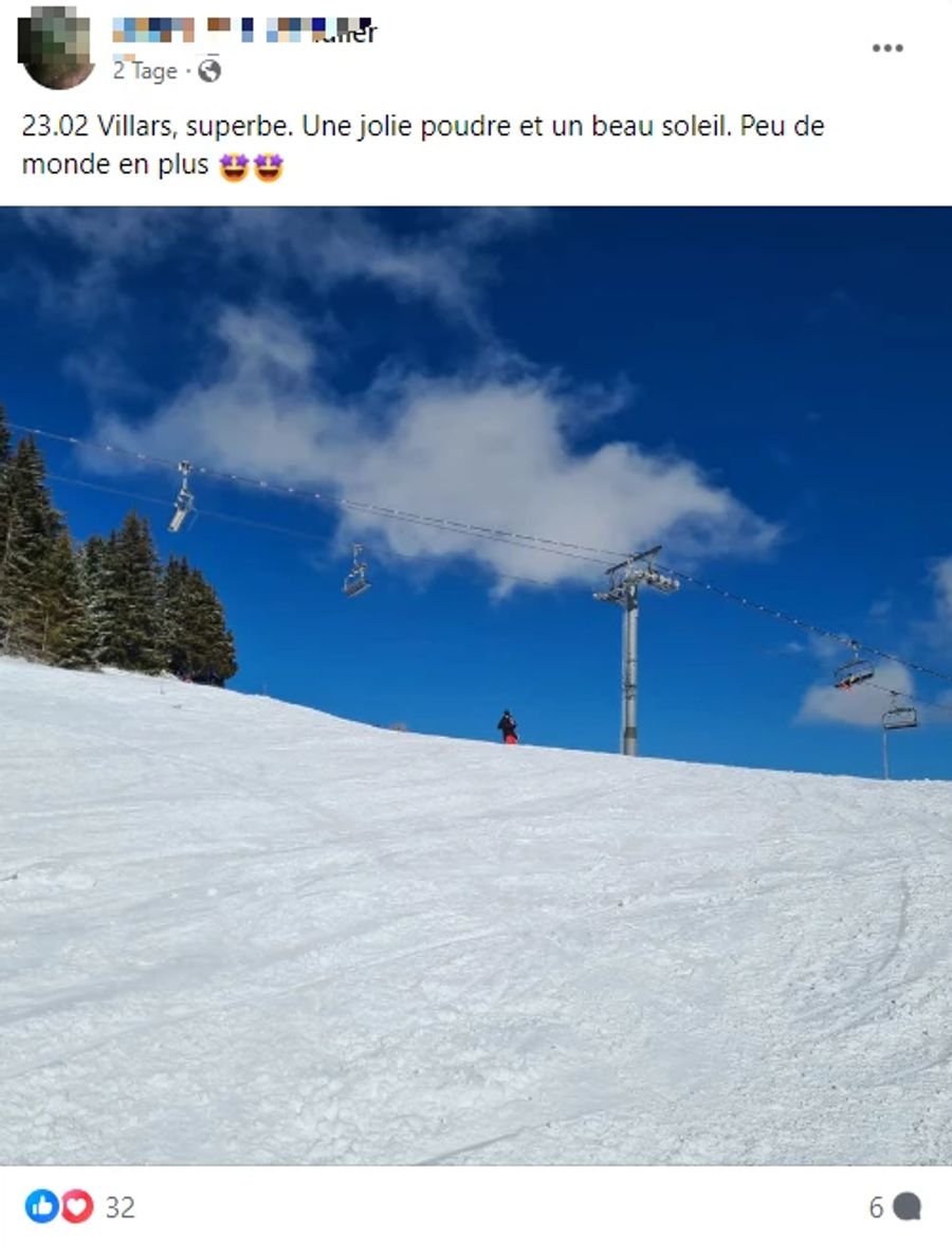 Dasselbe am Freitag in Villars VD. «Pulverschnee, Sonne und wenig Leute».