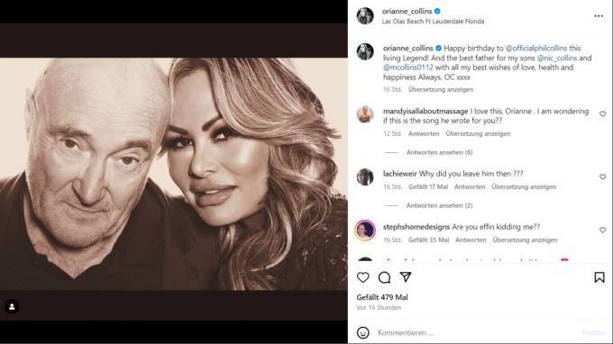 Phil Collins' Ex wünscht ihm alles Gute zum Geburtstag. orianne collins