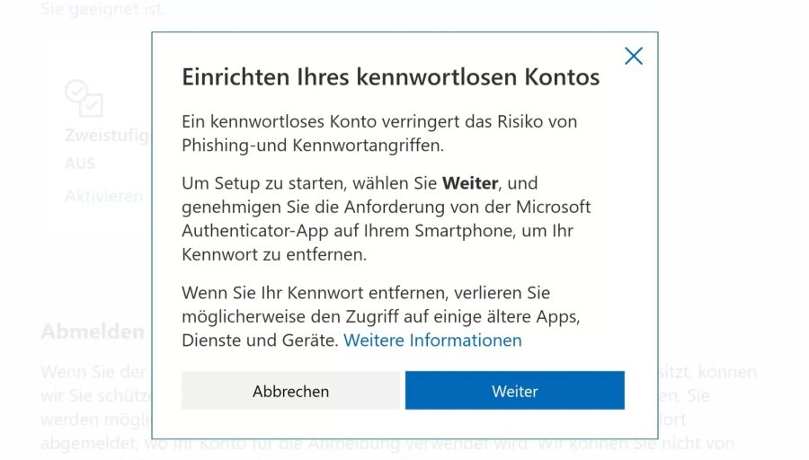 Microsoft Konto Passwort entfernen