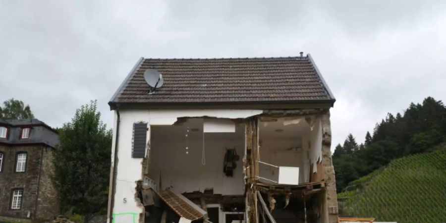 Von der Flut zerstörtes Haus in Rheinland-Pfalz