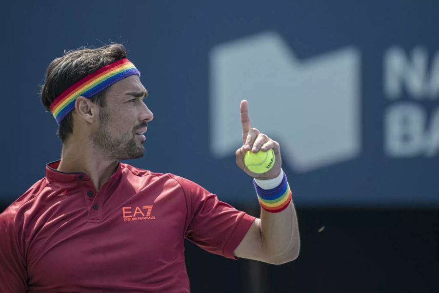 Fabio Fognini zeigte sich beim ATP-Turnier in Toronto mit Regenbogenbändern.