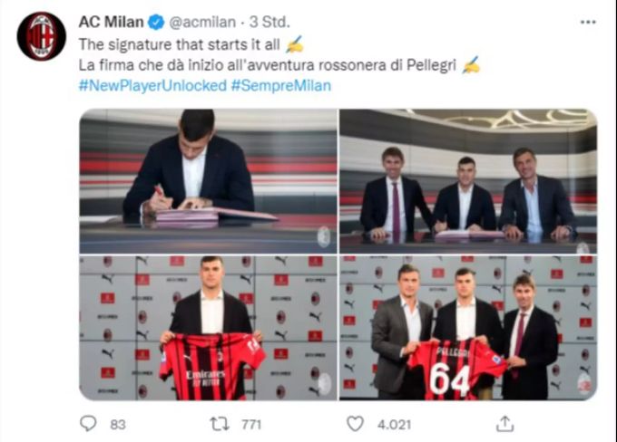 Pietro Pellegri wird von Milan vorgestellt. Pietro Pellegri