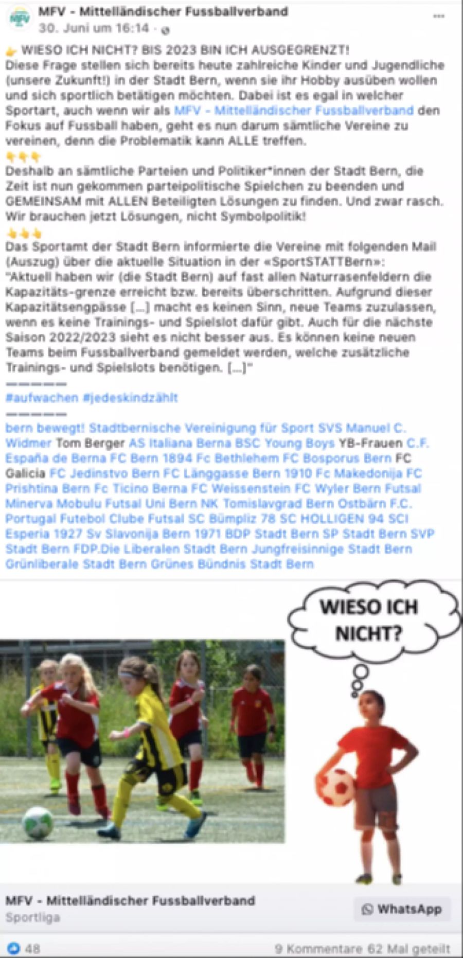 mittelländischer Fussballverband Facebook post