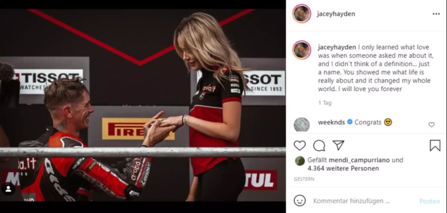 Scott Redding geht vor seiner Freundin in die Knie.