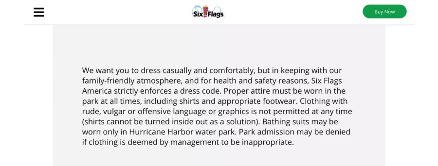 SixFlags Dresscode