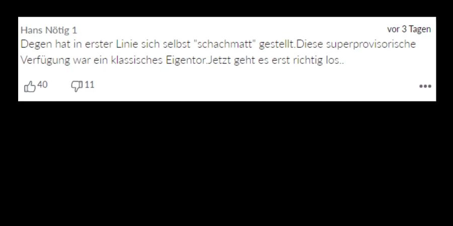 Hans Nötig findet die Art, wie Degen die Sache anging ziemlich daneben.