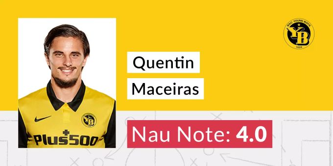 Quentin Maceiras (YB) erhält die Nau-Note 4,0. Quentin Maceiras YB Note