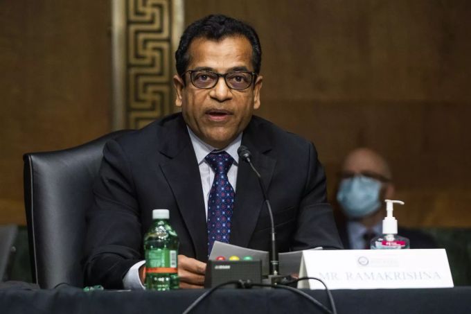 Sudhakar Ramakrishna, CEO von SolarWinds, bei einer Rede am gestrigen Dienstag. Senate Federal Agencies Hacked