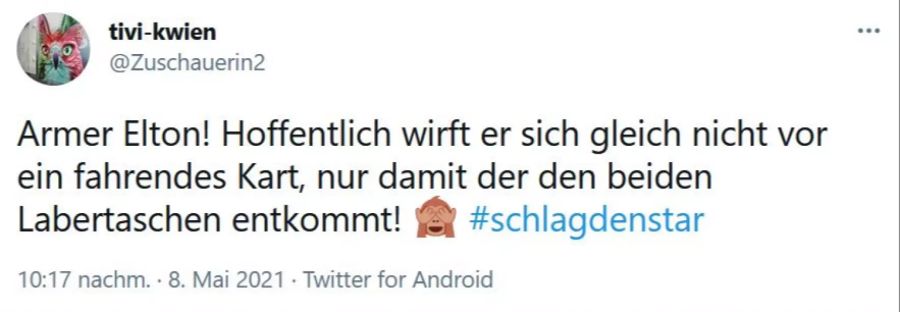 Dieser Twitter-Userin fühlt mit Moderator Elton mit.
