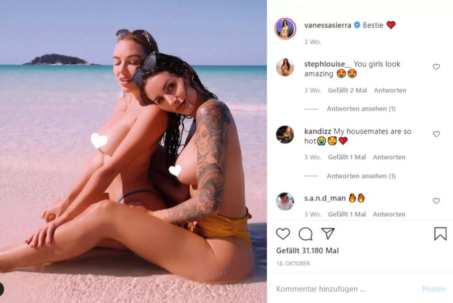 Vanessa Sierra mit ihrer besten Freundin am Strand.