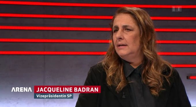 Jacqueline Badran sprang für SP-Präsidentin Mattea Meyer ein. badran «Arena»