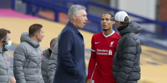 Virgil van Dijk verletzte sich im Oktober im Derby gegen Everton. Jürgen Klopp