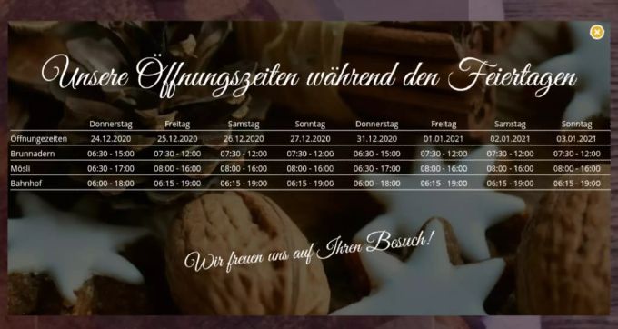 Die Bäckerei Reinhard hatte an den diesjährigen Feiertagen geöffnet. Bäckerei Reinhard