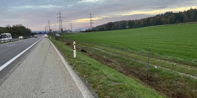 A1 / Walterswil: Auto durchschlug Wildschutzzaun A1 / Walterswil: Fahrzeug durchschlug Wildschutzzaun