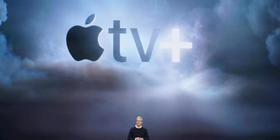 Apple-Produktvorstellung mit CEO Tim Cook. Apple TV+ soll ebenso wie Disney+ im November starten. Foto: Tony Avelar/AP