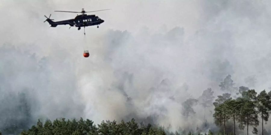 Löschhubschrauber der Bundespolizei in der Lieberoser Heide