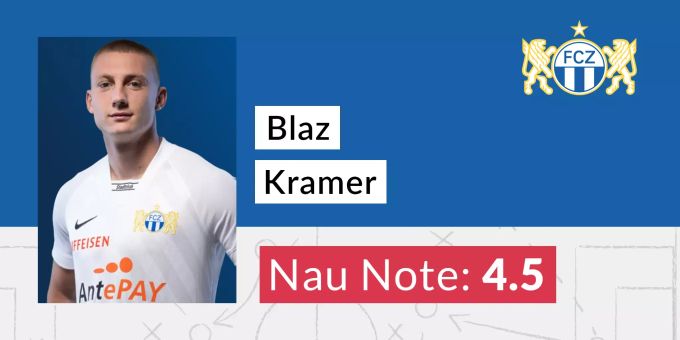 Blaz Kramer (FCZ) erhält die Nau-Note 4,5. Blaz Kramer FCZ Note