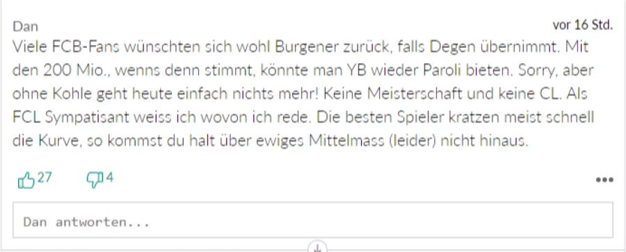 User «Dan» vermutet, dass man sich bald Burgener zurückwünschen würde.