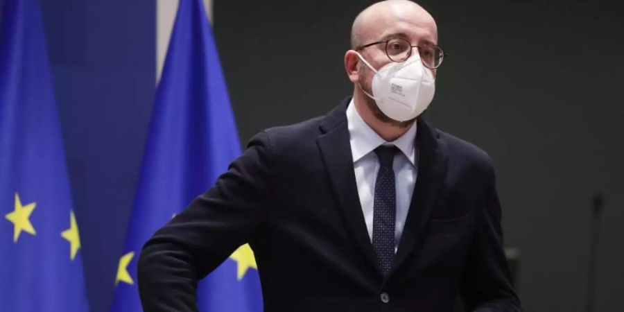 Charles Michel, Präsident des Europäischen Rates, beim EU-Sondergipfel zur Corona-Pandemie Ende Februar. Foto: Olivier Hoslet/Pool EPA/AP/dpa