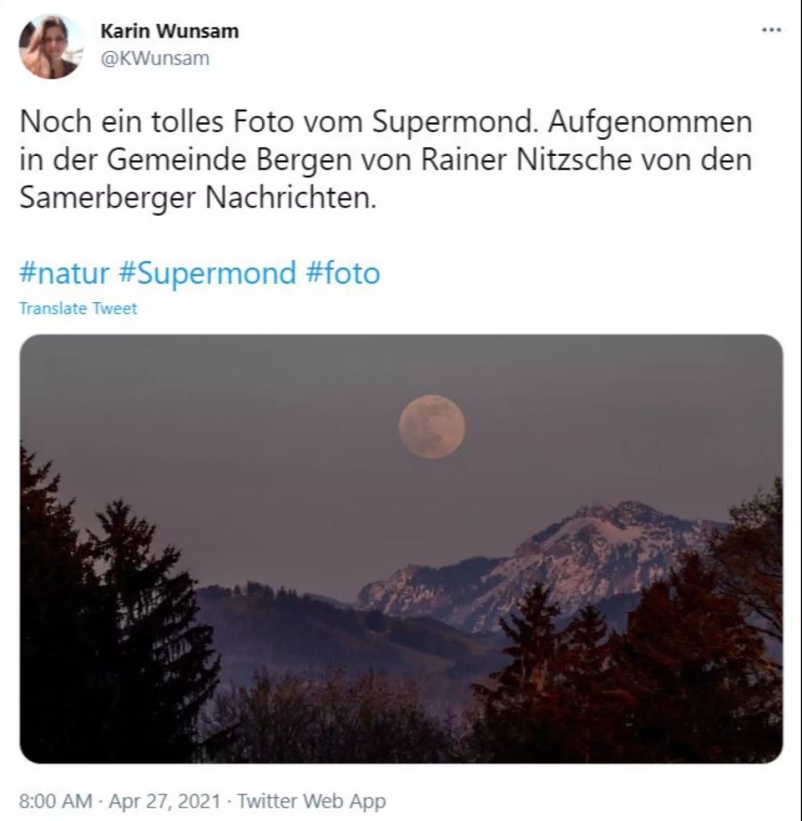 Auch diese Twitter-Nutzerin teilt ihren Schnappschuss vom Super-Mond.