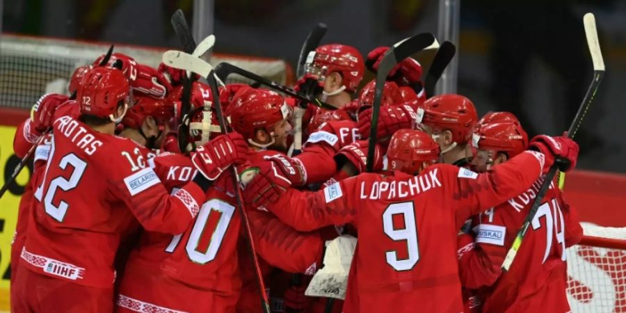 Das belarussische Eishockey-Team in Riga