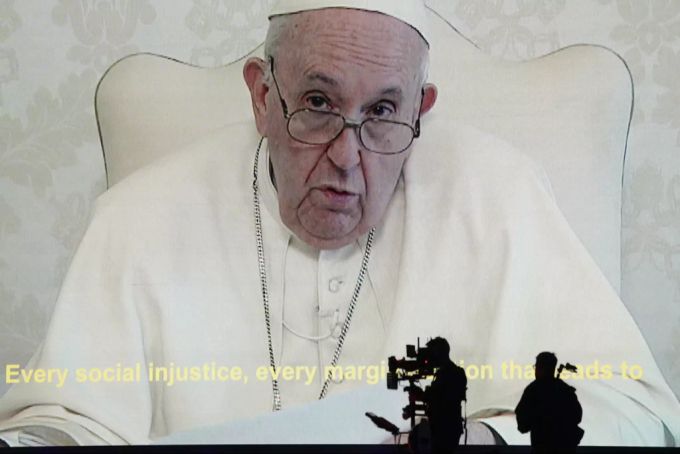 Papst Franziskus hielt ebenfalls eine Rede beim Benefizkonzert. meghan markle