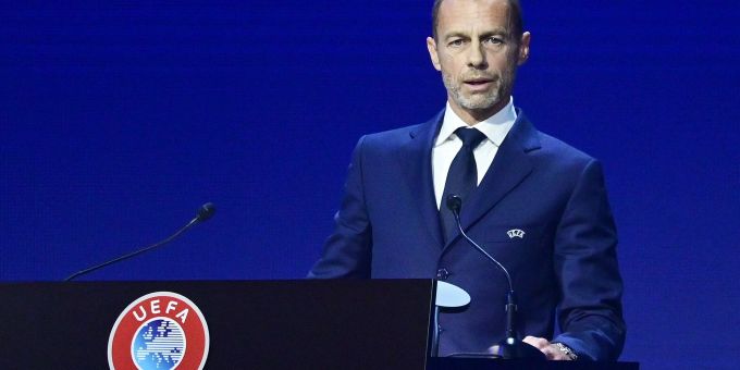 UEFA-Chef Aleksander Ceferin spricht auf dem UEFA-Kongress in Wien. UEFA-Chef Aleksander Ceferin spricht auf dem UEFA-Kongress in Wien.