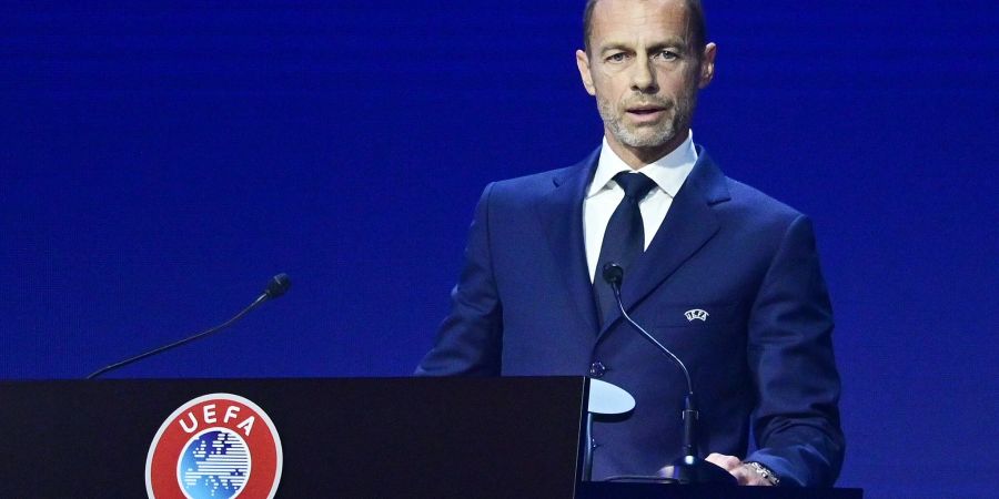 UEFA-Chef Aleksander Ceferin spricht auf dem UEFA-Kongress in Wien.