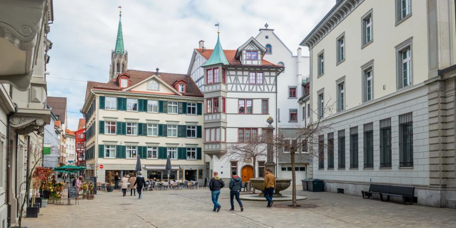 Der Grüningerplatz im Zentrum der Altstadt von St. Gallen.