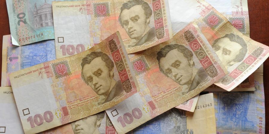 Geldscheine der ukrainischen Währung Griwna
