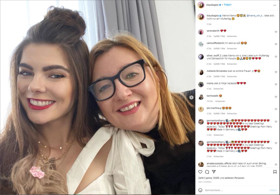 Auch «GNTM»-Model Klaudia widmet ihrer Mutter auf Instagram einen ganzen Slider.