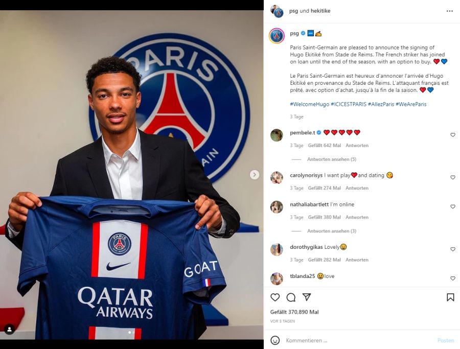 Der umworbene Hugo Ekitike hat sich in diesem Sommer für Paris Saint-Germain entschieden.