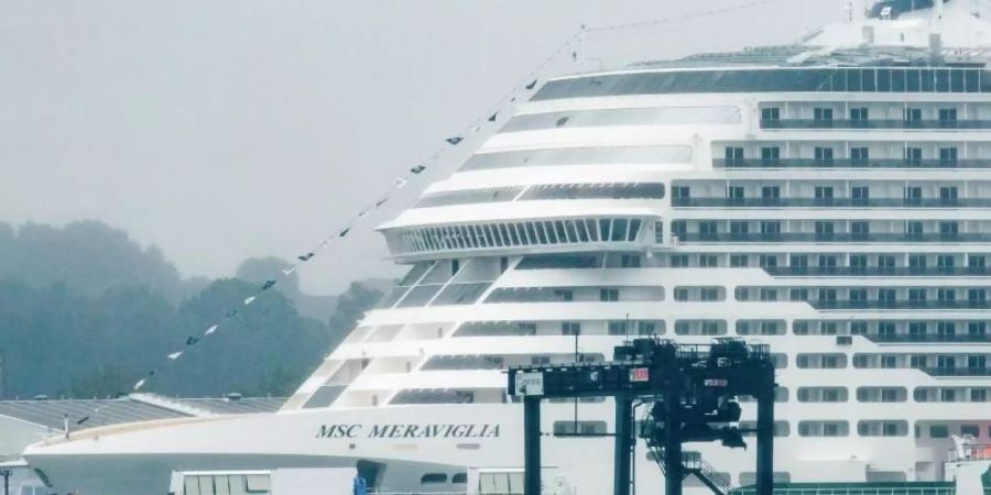 Das Kreuzfahrtschiff "MSC Meraviglia" ist zurück im Hafen von Kiel. Foto: Frank Molter